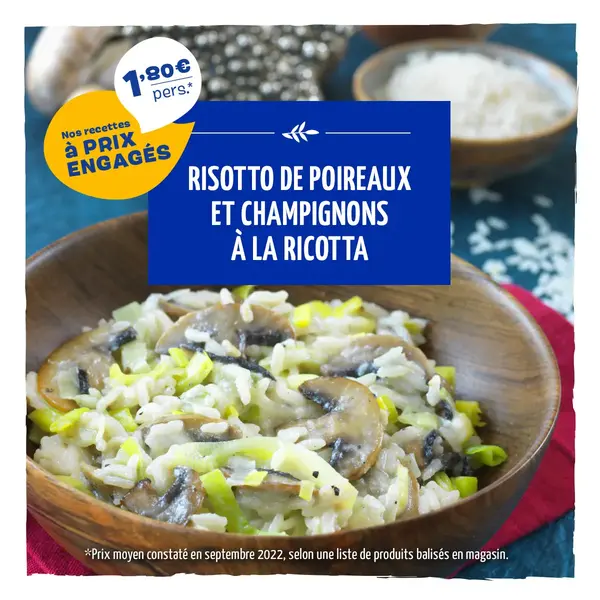 Risotto de poireaux et champignons à la ricotta